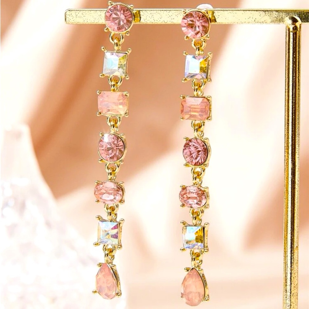 Pink and Gold Dangle Earrings
